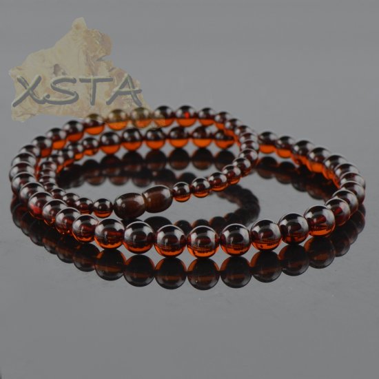 Amber necklace for adults mix round cherry